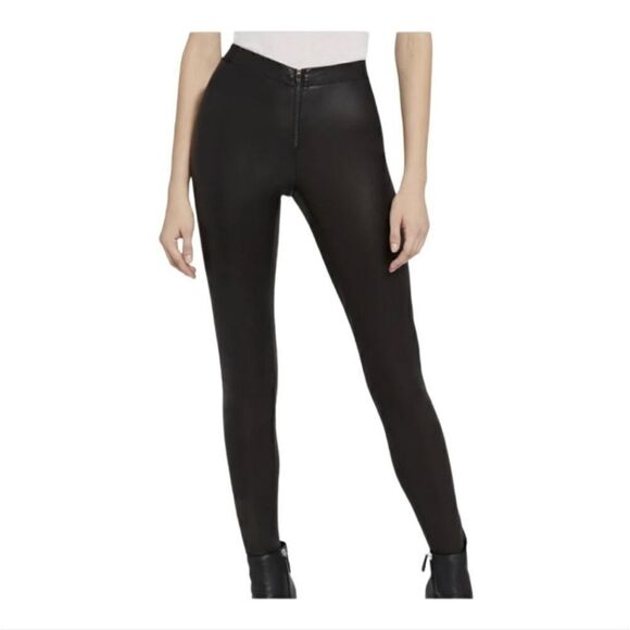 Alice + Olivia Lamb Leather Front Zip Leggings Size 2 - Picture 1 of 13